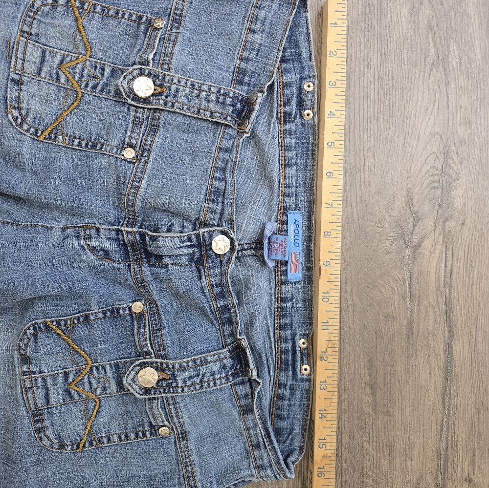 Y2K Apollo Jeans Straight Leg Capri Lowrise Front Pockets Button Detail Sz 11/12 - Picture 9 of 10